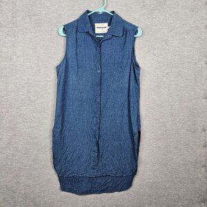 Guideboat Company Ply the waters Button Up Sleeveless Tunic Shirt Size M